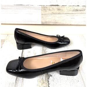 Unisa Womens 6.5 Black Patent Leather Ballet Pumps Slip On Heels NEW